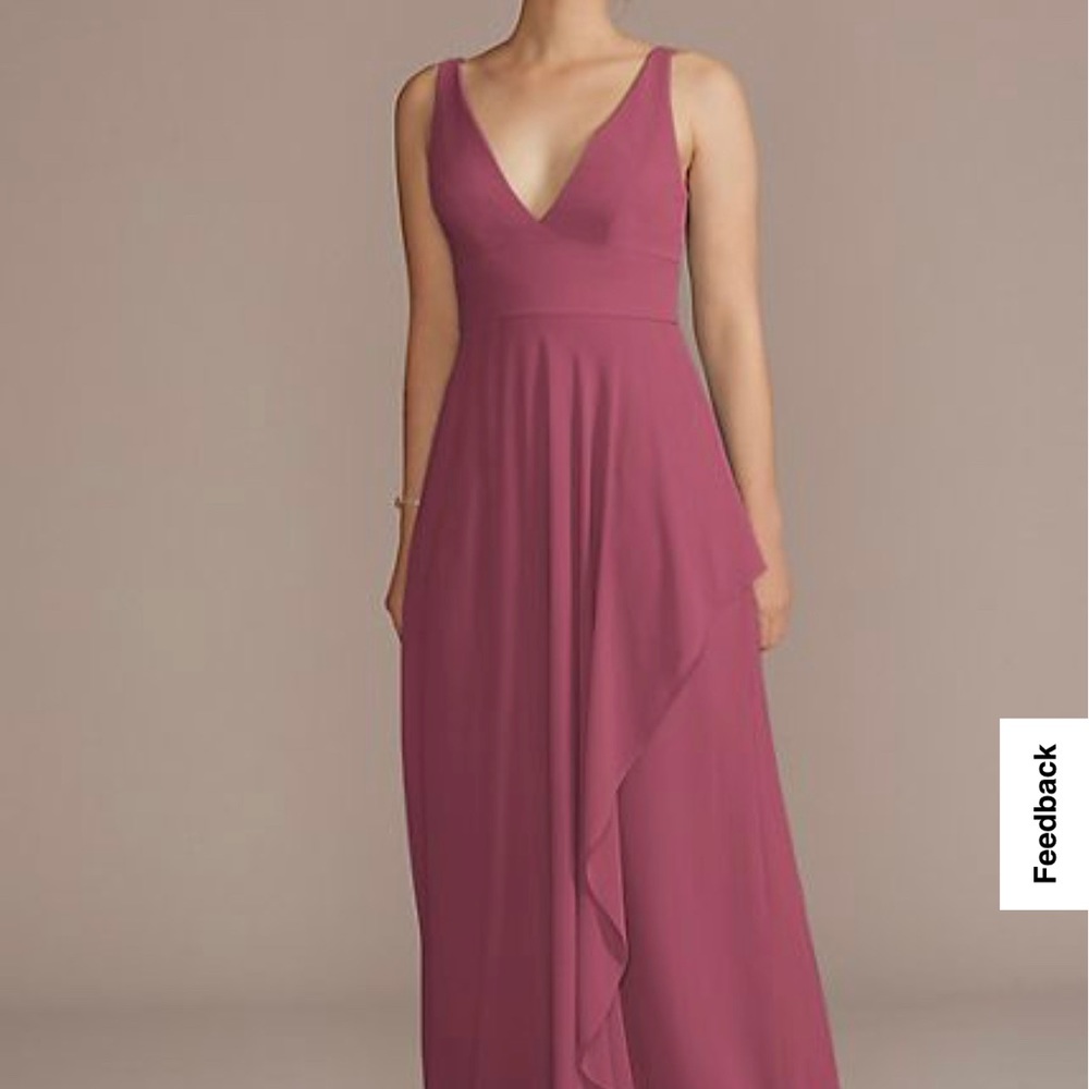 Chiffon V-Neck Tank Bridesmaid Dress with Cascade